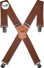 2Inch-Wide Work Suspender, Brown-Elastic Suspenders for Pants, Heavy-Duty Work S
