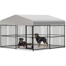 Outdoor Dog Kennel Large 10x10x6FT Heavy Duty Dog Cage Playpen Canopy Roof Cover