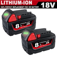 2PACK Battery For Milwaukee for M18 8.0AH Lithium Extended Capacity 48-11-1860