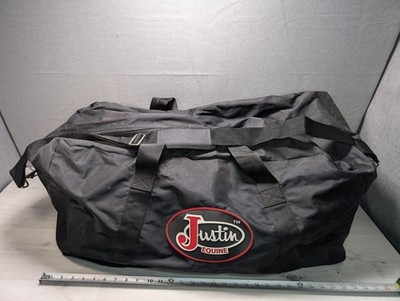 Vintage Large Justin Equine Boots Duffel Bag Black Canvas Travel Gym 30''x14''x14''