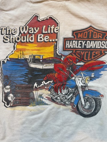 Vintage Harley Davidson T-Shirt Größe Large Central Maine Lobster Motorrad Bike - Bild 2 von 9