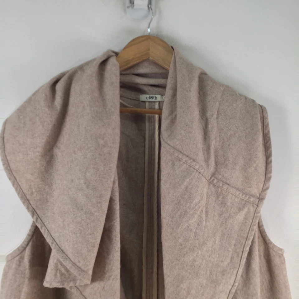Cloth womens trench vest size 14 beige wool blend sleeveless 118260 — 第 2/4 张图片