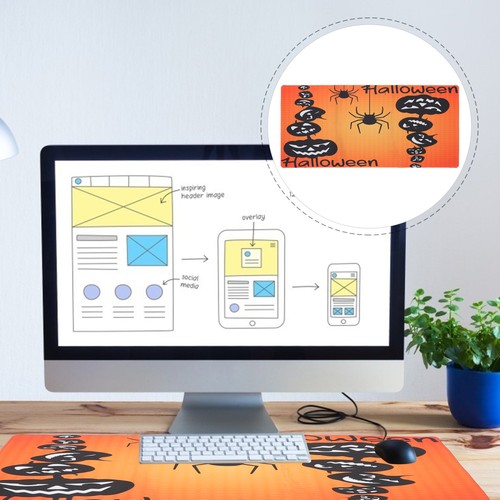 Halloween Gaming Mouse Pad Spooky Large Non-Slip Rubber Base Desk Pad Keyboard - 第 1/10 張圖片
