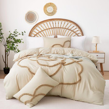 Duvet Cover King Size, 3 Pieces Duvet Covers Set, Boho Tufted Comforter Sets wit