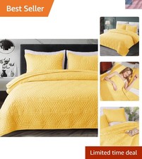 Soft Geometric Twin Quilt Set for All Seasons, Yellow