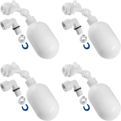 4 Pcs Float Ball Valve with 1/4 Connect Tube Fitting, Plastic Adjustable Filter