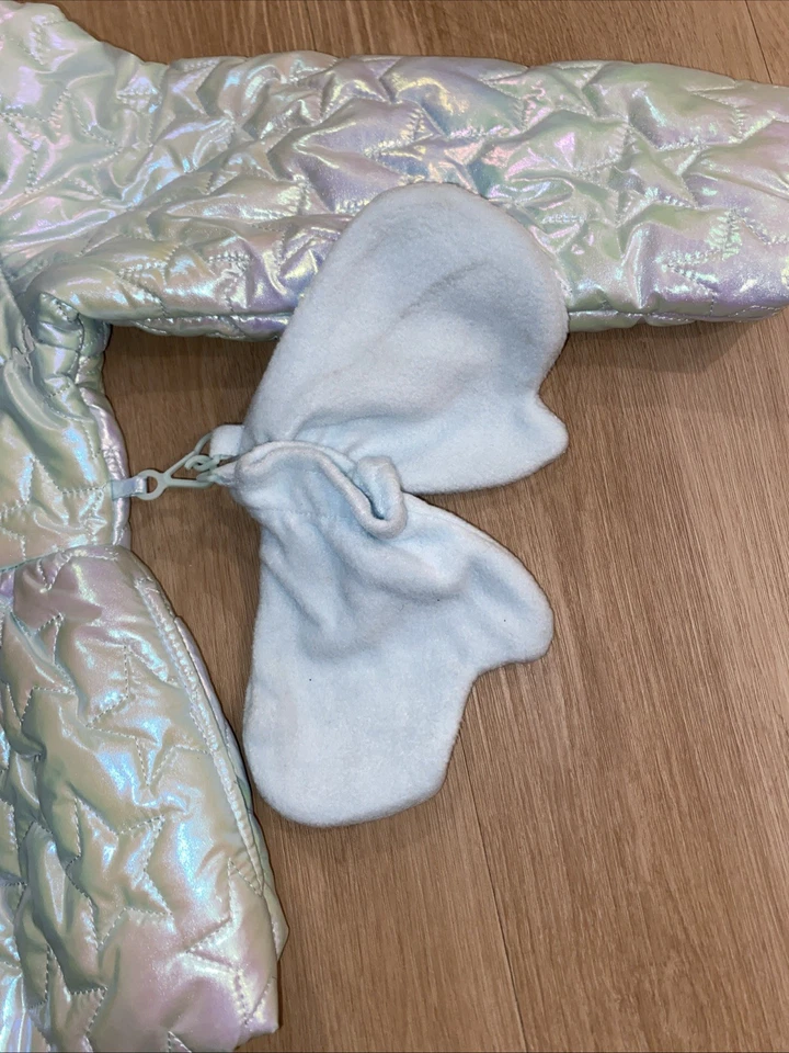 Abrigo Rothschild Niñas Aqua Iridiscente Puffer Anorak Imitación Piel Capucha Talla 4T Nuevo Foto 4 de 4