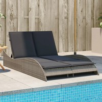 Garten Sonnenliege Mit Auflagen Polyrattan Grau 114X205X73 Cm