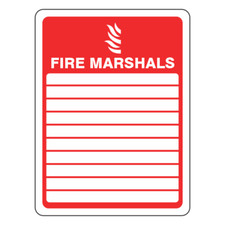 Fire Marshals Sign - 150x200mm - Self Adhesive Vinyl
