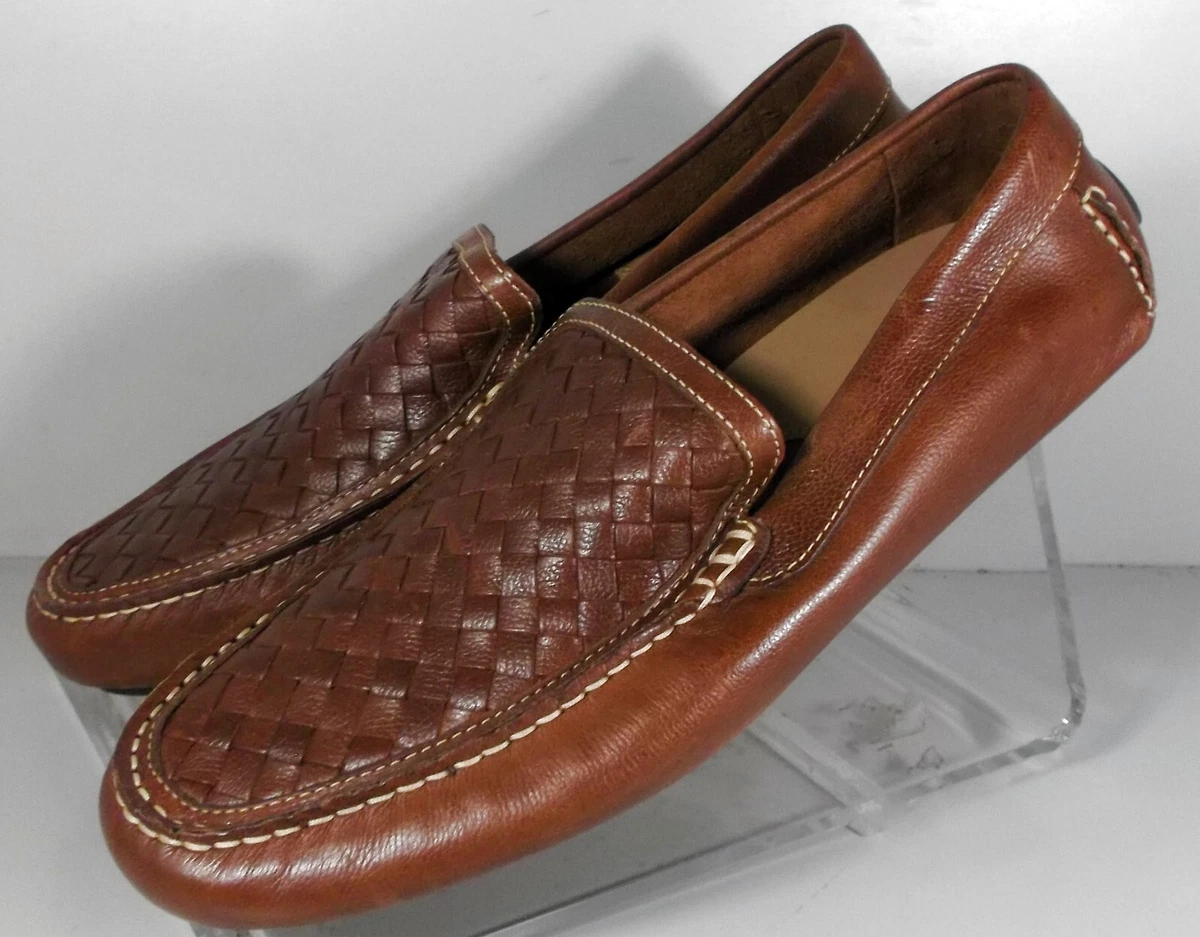 Johnston & Murphy Loafers Mens 11 M Brown Weave Leather Slip On Shoes Brazil Men main image 4