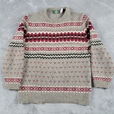 Orvis Vintage Wool Sweater Mens Size Medium Made In USA Gray Maroon Crewneck