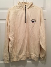 Tommy Bahama Men's 1/2 Zip Blue Marlin Logo Relax White Sweater Large