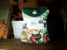 JURASSIC WORLD BOYS 2 PIECE PAJAMA SLEEP SET SIZE SMALL 6-7 GREEN DINAOSAUR NEW