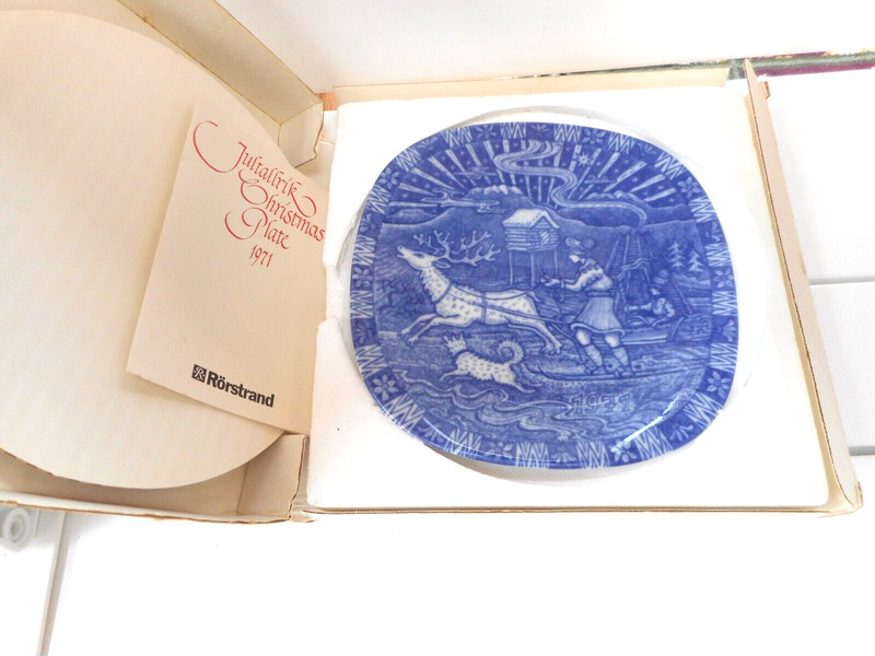 Rorstrand Julen Sweden Christmas Plate 1971 Lap + Reindeer UNUSED w/ Box +