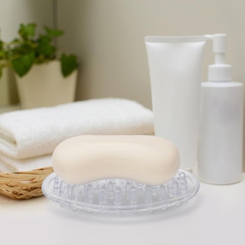 2 Pieces Plastic Soap Dish Clear Bar Holder Tray Self Draining 2 - Picture 5 of 7