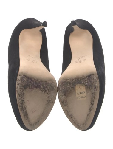 GIUSEPPE ZANOTTI Black Suede Colorblock Pattern Pumps SZ 8 IT 38 Very Good &Box - Picture 5 of 5
