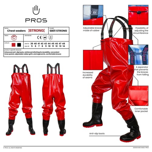 PROS STRONG Saltwater Resistant Waterproof Fishing Industrial Chest Waders - 第 3/17 張圖片
