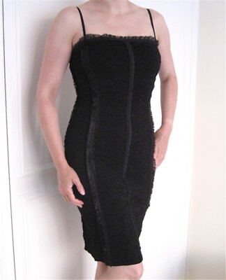 Escada Bodycon Little Black Event Party Dress Removable Straps UK10 D36 US4 NEW