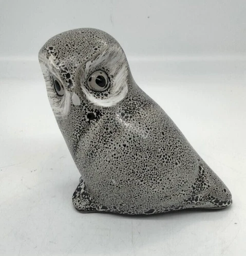 Vintage D. Ferguson Pigeon Forge Pottery Grey Lava Glaze Owl Figurine Signed 4"