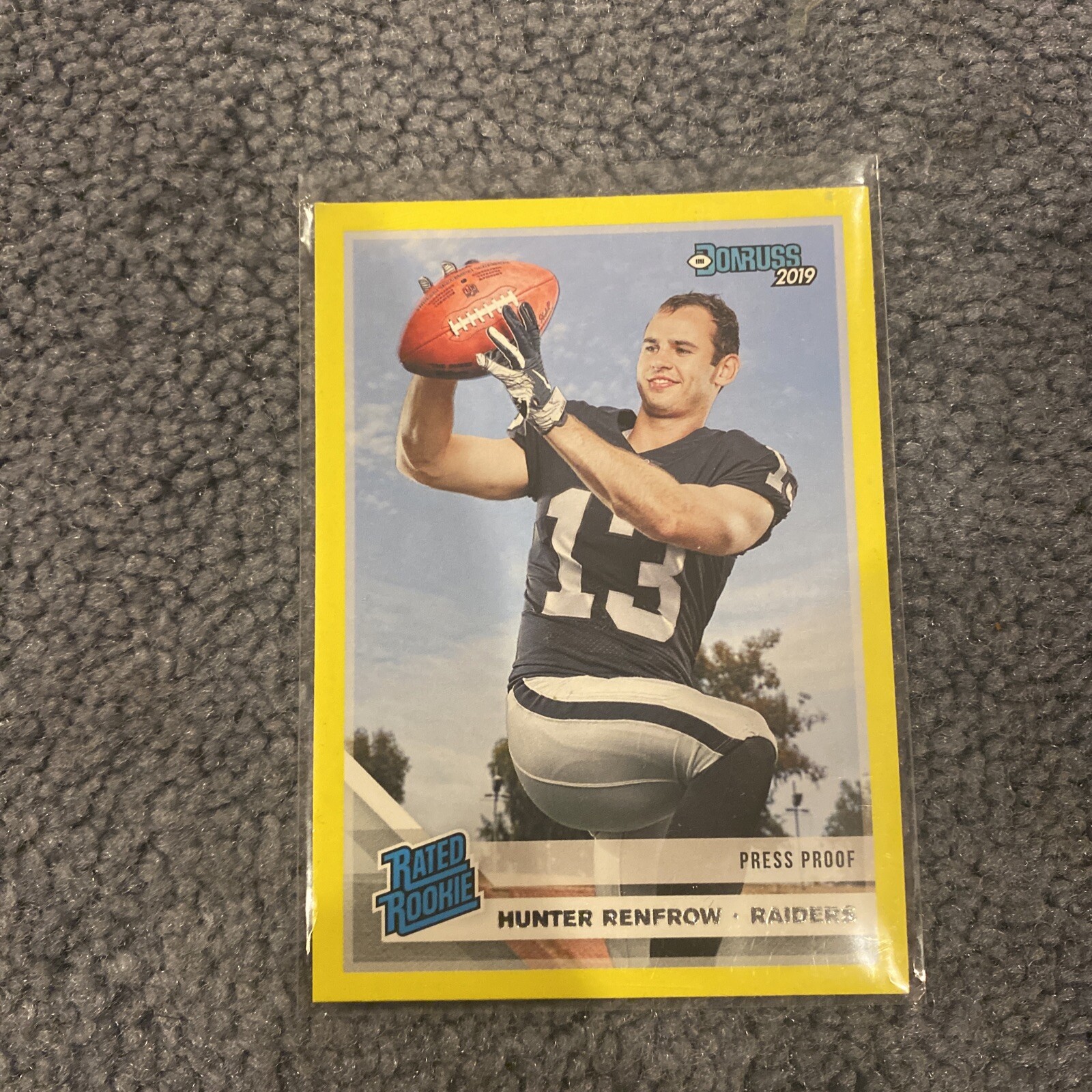 2019 Donruss #340 Hunter Renfrow  RC Yellow Press Proof Mint Oakland Raiders SP