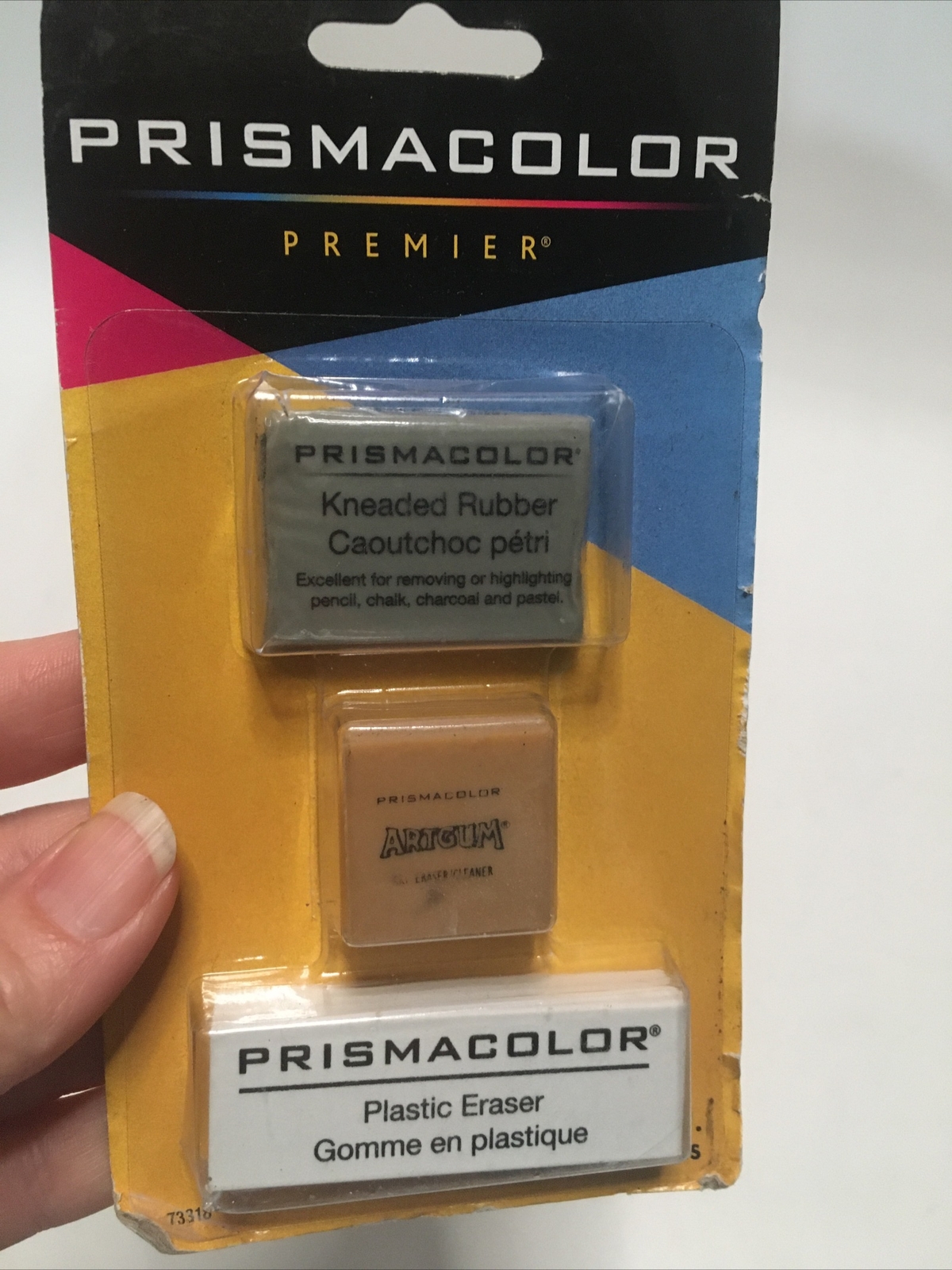 Prismacolor Premier 3 Ct. Erasers Kneaded, Artgum, Plastic Erasers Pack