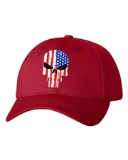 USA Military American Skull Flag Patriotic Mens Hat American Flag Adjustable Hat