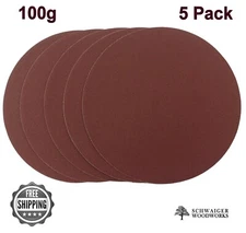 8" inch Sanding Disc, 100 grit, 5 Pack, Peel & Stick, AL Oxide for Disc Sanders