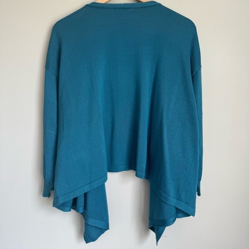 Woman Within Open Front Cardigan Blue Teal 3X Waterfall Drapey Loose Lagenlook - Picture 8 of 12