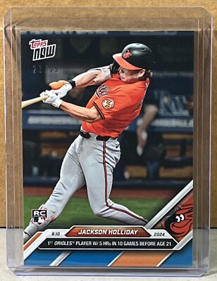2024 TOPPS NOW #541 JACKSON HOLLIDAY ORIOLES ROOKIE 5 HRs Blue Parallel 23/49