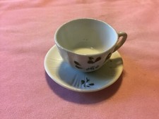 Miniature White Porcelain Cup  Saucer: Vintage: Gold Accents