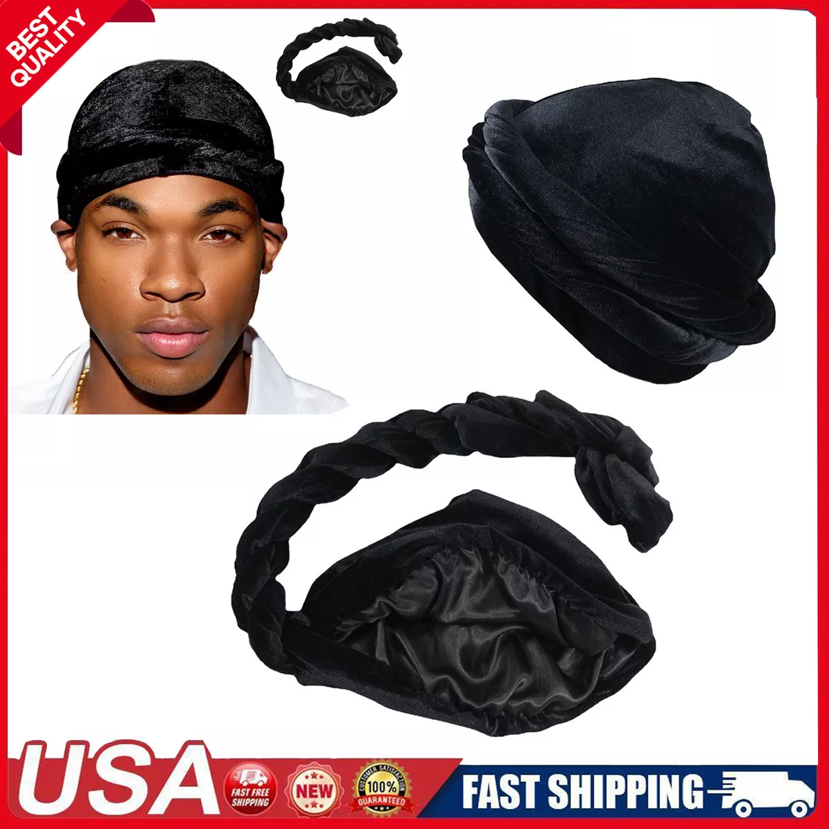 Velvet Hat Bandanas Headwear, Velvet Durag Waves Caps