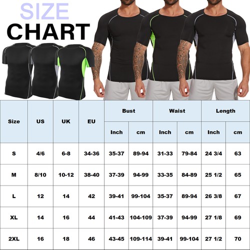 Men's Compression Tops Workout Short Sleeve Slimming Undershirts Fitness T shirt - Picture 2 of 26