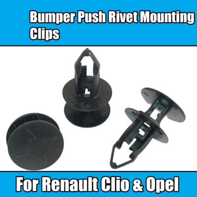 10x Clips für Renault Clio Opel Stoßstange Druckniete Befestigungsclips Schwarz Kunststoff