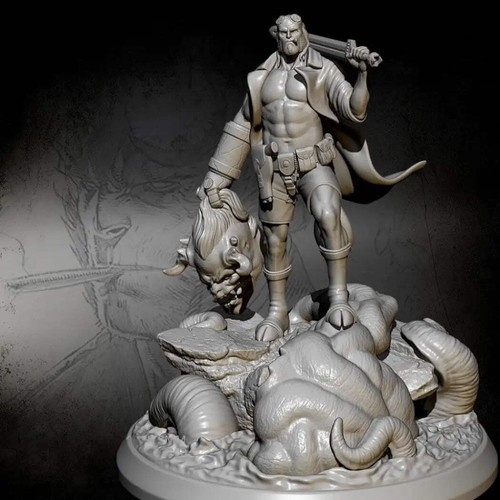 1/24 Resin Superhero Model Kit Hellboy Killed the Monster Unpainted - Picture 6 of 7