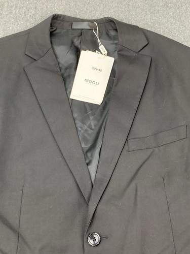 MOGU Blazer Jacket Sport Coat Mens Size 40 Black Two Button Classic Business - Picture 3 of 16