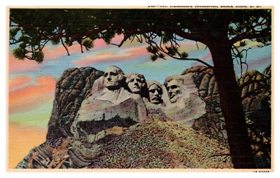 Black Hills SD South Dakota Mt. Rushmore Memorial 246 Linen Postcard