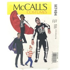 McCalls 7494 Boys Kids Costumes Cosplay Skeleton Vampire Sz 3 8 Uncut Pattern