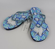 Vera Bradley Flip-Flops Thong Sandals Go Fish Blue Pattern Size Large New