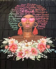 African American Black Girl Woman Shower Curtain Floral Inspirational 72  x 69  