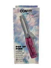 Conair Pop of Pink Cordless Curling Iron with USB Cord  Travel Pouch, New