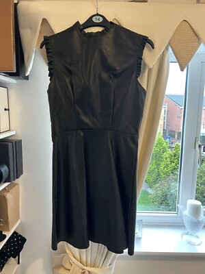 Lost ink black faux leather skater dress size 8 new