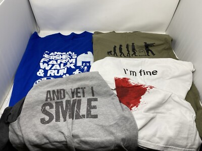Funny Walking Dead T-Shirt Lot Of 4 Size Large Zombie Shirt Hershel Short & Long