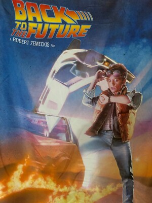 1985 Back to the Future Poster on Silk Screen LINEN Wall Hanging; Very Rare; VG+