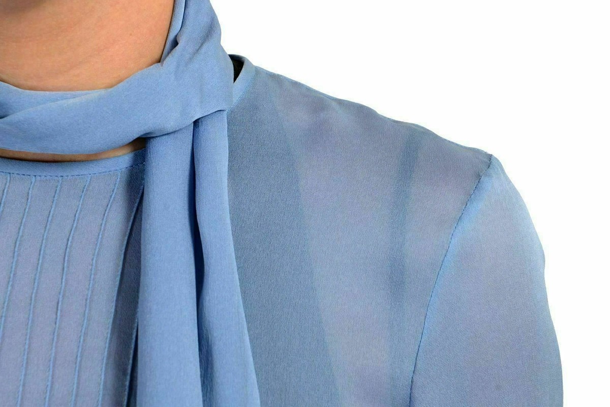 Dsquared2 Women's 100% Silk Scarf Designed Long Sleeve Blouse Top