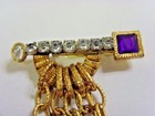 vintage art artisan crafted gold tone metal brooch prong set diamante faux 49758 — photo 5