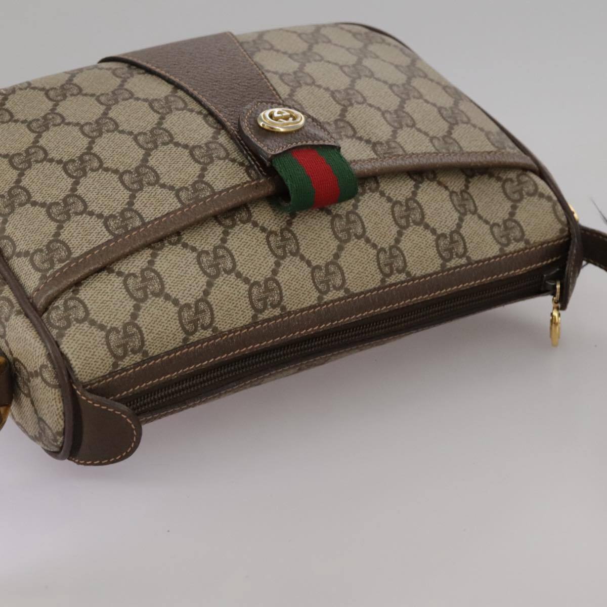GUCCI GG Supreme Web Sherry Line Shoulder Bag PVC Beige 89 GUCCI GG Supreme Web Sherry Line Shoulder Bag PVC Beige 89