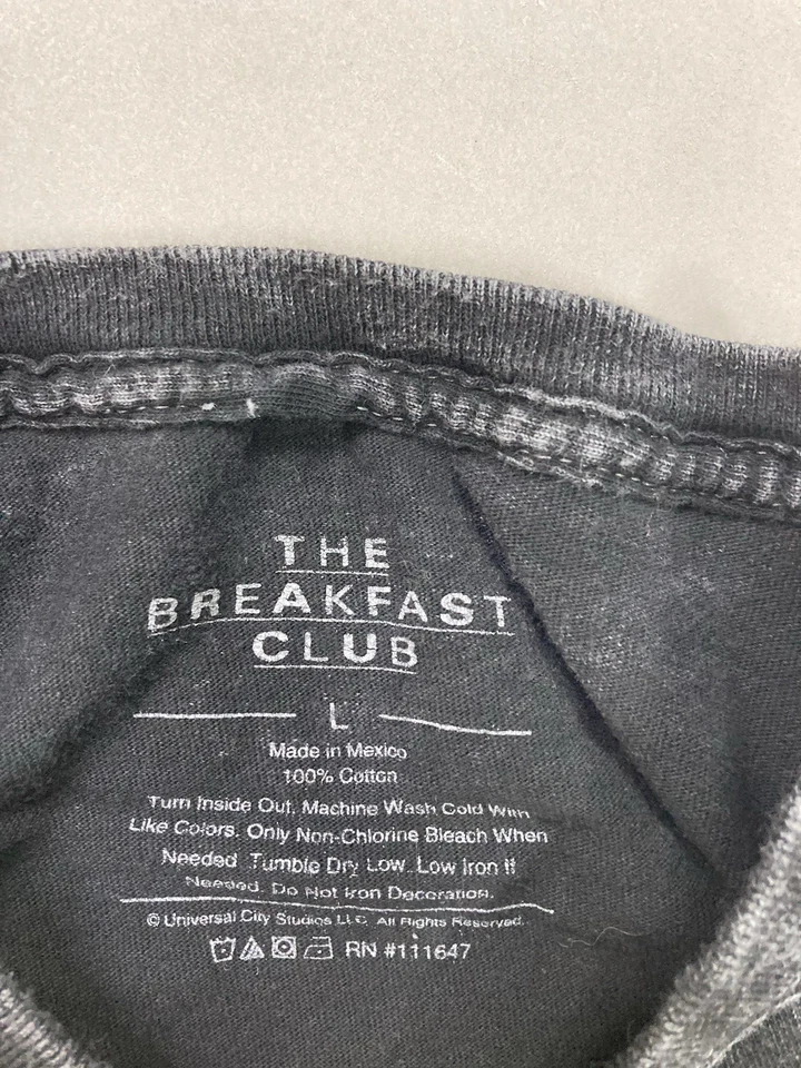 Camiseta Gráfica The Breakfast Club Hombre Grande Negra Lavada Ácida Manga Corta Película Foto 4 de 4