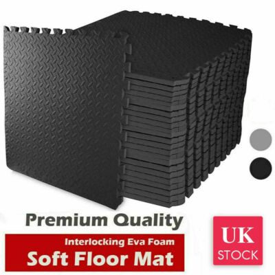 Large INTERLOCKING WOOD EVA FOAM MATS TILES GYM GARAGE FLOOR MAT