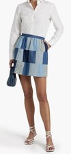 Red Valentino Skirt Denim Patchwork Multicolor Blue Size Small 1,010 NWT