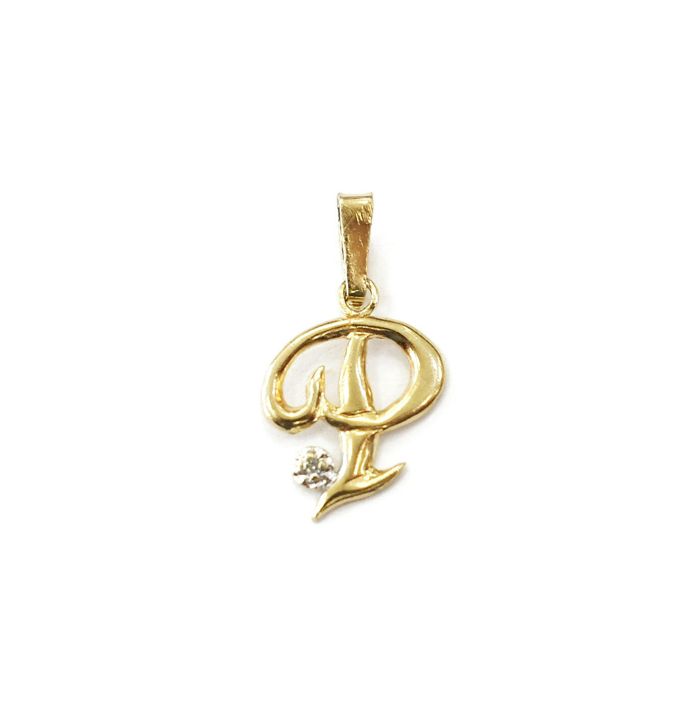 10K Yellow Gold Diamond Script Initial Letter P N… - image 1